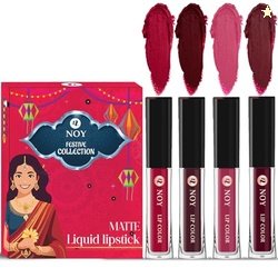 Noy Festival Liquid Matte Lipstick Pack 4 Chic Shades Cherry Pink, Cof