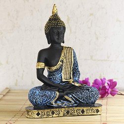 eCraftIndia Buddha Showpiece (18.5 cm x 13 cm x 24 cm, Blue) - Polyres