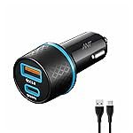 Ant Trigger 20 38W Dual Port USB-C Car Charger, PD 3.0 & QC 3.0 Fast Charging Car Adapter with Type-C & USB-A for iPhone Android Tablets