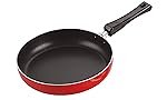 Nirlon Non-Stick Fry Pan, LPG Stove Compatible, Bakelite Handle, Virgin Grade Aluminium, PFOA Free, 20cm, 1.1 Litre, Red[New_3_mm_FP10]