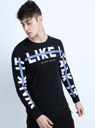 LOCOMOTIVE Men Typography Printed Round Neck Cotton Slim Fit T-shirt