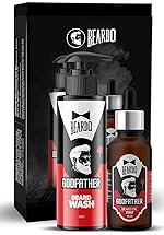 BEARDO Godfather Combo Beard Oil and Beard Wash For Men | Nourishment Cleanses | Purifying & Hydrating Skin Cleaner With Avocado, Argan Oil | Shiny Patchy & Fast Beard Growth | Rakhi Gift for Brother | Gift for Brother