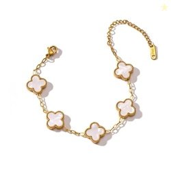 Coastal Luck Jewelry Duo: Gold Plated Clover Bracelet & Starfish Studs