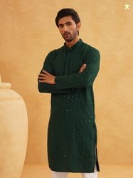 SOJANYA Ethnic motif Embroidered Sequined Pure Cotton Kurta