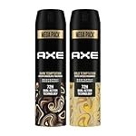 Axe Dark Temptation Men’s Deodorant + Axe Gold Temptation Long Lasting Deodorant Bodyspray For Men, With An Irresistible Scent 215ml, Pack of 2