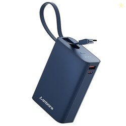 Ambrane 20000mAh Pocket Compact Power Bank with Built-in Type-C Cable