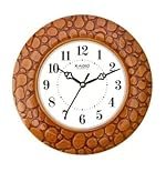 Kadio Analog 24.5 cm X 24.5 cm Wall Clock (Brown, with Glass, Standard)