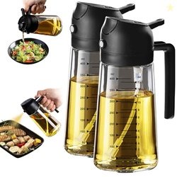 TrendPlain 16oz Oil Dispenser Bottle for Kitchen - 2 in 1 Olive Oil Di