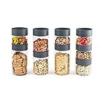 Cello Modustack Storage Container Jar Set of 9 (500ml x 5, 750ml x 2, 1000ml x 2), Grey| Food Grade, Stackable, See Through Pet Organizer| For Storage of Food, Pulses,Spice, Cereals, Cookies, Dry Food