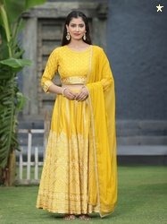 Juniper Bandhani Printed Ready to Wear Lehenga & Blouse With Dupatta