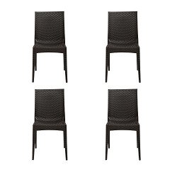 Cello Rattan Kraft Garden Chair, Set of 4 (Pearl Brown) | Strong and D