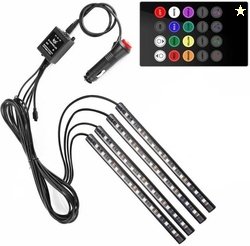 NEWGTBE Atmosphere car interior 4pc strips light, 12 led each light ba