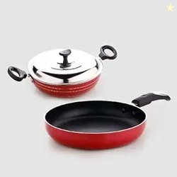 Crystal Platinum Series 2 pcs Nonstick Cookware Set | 250mm Kadai + 25