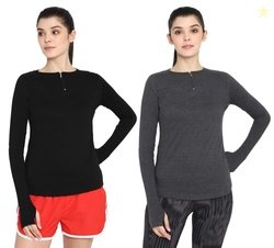 Ap'pulse Women's Round Neck Zipper Raglan Sleeve Regular Fit Thumbopen