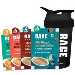 Rage Coffee - Silk Blend Assorted Sachets, Pack of 15 (3 Classic, 4 Cr