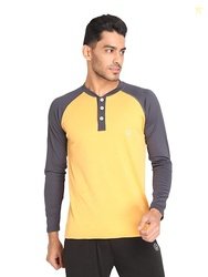 CHKOKKO Men's Polyester Henley Neck Regular Dry Fit Gym Sports T-Shirt