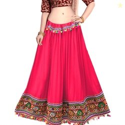 DIAMO Kutchi Embroidered Border Ethnic Gujarati Style Cotton Rayon Lon