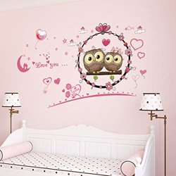 Amazon Brand - Solimo Wall Sticker for Bedroom (Owl Love Dcor), Ideal