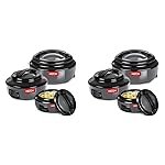 MILTON Ernesto Inner Stainless Steel Jr. Casserole Set of 3 (420 ml, 850 ml, 1.43 litres), Grey | Easy to Carry | Serving | Stackable (Pack of 2)