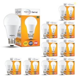 wipro Garnet 9W LED Bulb for Home & Office |Warm White (2700K) | E27 B