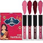 Noy Festival Lipstick 4 Pack Liquid Matte Shades Peach, Cherry Pink, Coffee Wine, Pruple Shades