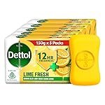 Dettol Lime Fresh (Lime Cool) Bathing Soap Bar with 12hr Freshness (750gm) |Long Lasting Freshness, 150gm Pack of 5