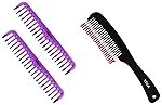 VEGA Detangling Comb, Black (Pack of 2) & Vega Detangling Comb, 2 Row