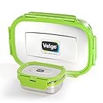 Veigo Stainless Steel Jumbo Lunch Box with Veg Box (950ml + 180ml) | Airtight & Leakage Proof Tiffin Box | Lunch Box for Office & School| Green