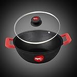 Pigeon by Stovekraft Cast Iron Kadai with Glass Lid | Small, 20 cm | Naturally Nonstick | Pre-Seasoned Kadhai with 100% Vegetable Oil | Toxin-Free | High Pressure Casting | Bring Back Nostalgic Taste