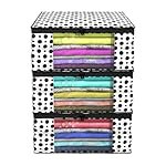 Kuber Industries Clothes Organizer For Wardrobe (Pack of 3) – Storage Organizer For Saree | Shirts | Lehenga – Dress Organizer For Wardrobe – Saree Covers With Zip (Polka Dots) (Black and White)