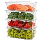 JD FRESH 4 Piece Fridge Storage Containers/Organizer with Removable Drain Plate and Lid/Freezer containers/Vegetables Storage Box for Refrigerator/Fridge containers for Fruits/Meat/Fish (1500 ML)