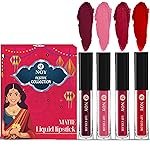 Noy Lipsticks For Women Waterproof Festival Collection Pack of 4 Shades Wine, Peach, Cherry Pink, Red Shades