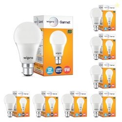 Wipro Garnet 9W LED Bulb for Home & Office |Cool Day White (6500K) | B