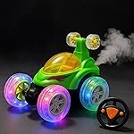 GRAPHENE Smoke Monster Truck RC Stunt Rolling Transforming Car Toy for Kids Boys 7-14 Years LED Lights Music 360Â° Rotation Rock Climbing Remote Control Vehicle Transparent Wheels Toy