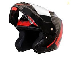 Vega Crux Dx Checks Flip-Up Full Face Helmet Black Red, Size: L(59-60