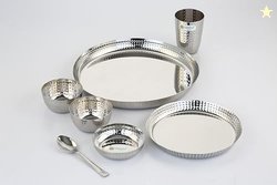 Coconut Bindi Stainless Steel Dinner Set with Side Bindi Design for Mu