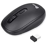 Enter Wireless Voyager Mouse with Silent Buttons, 2.4 GHz with USB Nano Dongle for PC/Mac/Laptop, Auto Power Saving Mode, 1600 DPI with Adjustable DPI Button (Black)