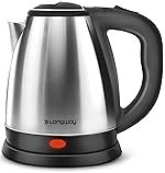 Longway Kestro 1.5 Ltr Electric Kettle with Stainless Steel Body for Boiling, Making Tea, Coffee, Soup, Etc (Silver, 1500 Watt)