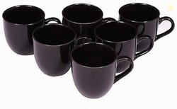 Classydesigners Pack of 6 Bone China Pack of 6 black color ceramic tea