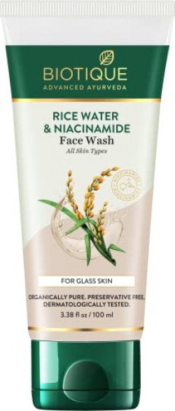 Biotique Rice Water & Niacinamide Gel Face Wash Removes Excess Oils &