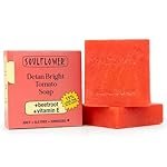 Soulflower Juicy Red Tomato Soap for Tan Removal | Handmade Cold-Processed Natural Bathing Bar For Hard Water with Vitamin E & Beetroot|Skin Brightening, Anti-Acne & Pimple Care|All Skin Types|100g