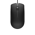 Dell MS116 Wired Mouse, 1000 DPI, Scrolling Wheel, 2 Buttons, 1 x USB, Optical LED Tracking, Plug and Play, Scrolling Wheel, Black