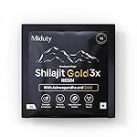 Miduty Shilajit Gold 3X Resin 500â1000mg Serving – Pure Himalayan Shilajit with Gold & Ashwagandha – 100% Ayurvedic – Coffee Free Formula – Lab Tested- 3 grams Sachet