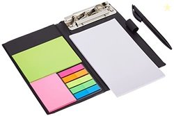 Amazon Brand - Solimo Notepad/Memo Book with Sticky Notes & Clip Holde