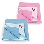 LuvLap Instadry Waterproof Baby Dry Sheet, Small Size 50×70 cm, Extra Absorbent Quick Dry Sheet for New Born,Toddler, Anti-Piling Fleece for Baby, Bed Protector, Pack of 2, Sky Blue & Baby Pink