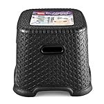 CELLO Classic Perfect Posture Plastic Stool | Plastic Stool for Sittng | Light Weight & Stackable | Ideal for Kitchen, Suitable for Home, Office, Hotel & Bathroom |Small | Black