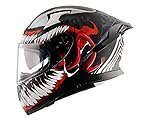 Axor Apex Marvel Venom Full Face Motorbike Helmet, Protective Racing Design â Dull Black Red – XL