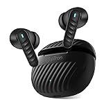 pTron Bassbuds Bliss TWS Ear Buds w/ 4 QuadPro Mics, 3D Audioscape, AI-ENC Calls, 40H Playtime, 50Ms Low-Latency Game/Music Modes, BTv5.3, Type C Fast Charging & IPX5 Water Resistant (Obsidian)