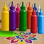 Graphene 10 Rangoli Colour Powder Tube Kit Bottles Easy To Use Rangoli Making Tool Diwali Festive Decor Items for Home Mandir Deepawali Decoration Pooja Floor Art Tool Set (1 Box- 10 Tubes 100gm/Bottle)