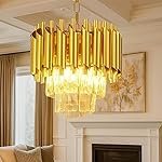 Desidiya Modern Crystal Chandelier 150watt Decorative Pendant Crystal Jhumar | for Home| Chandelier for Restaurant | Jhoomar for Hotel | Light Fixture (Gold Indian, 300MM)